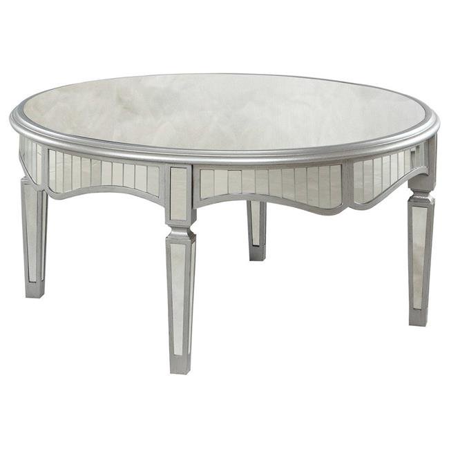 Round Mirrored Silver Coffee Table