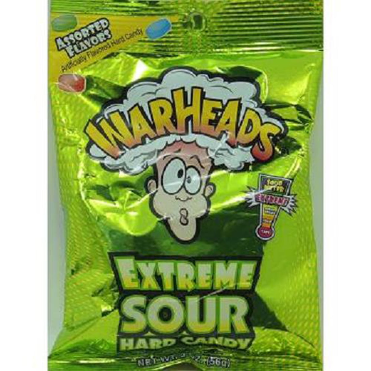 Warheads Extreme Sour Hard Candy Assorted Flavors 12 Packs of 2 Oz