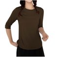thumbnail image 3 of Oksale Modal Shirts for Women Casual Cozy 3/4 Sleeve Cotton Tee Shirts Loose Lightweight Solid Color Basic Tops Crewneck Blouses Coffee L, 3 of 4