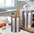 thumbnail image 2 of 2 Pcs Metal Utensil Holder，Practical Rack for Chopstick Spoon Fork Silverware Straw Cutlery Home Kitchen Use，Stainless Steel Utensil Holder, 2 of 6
