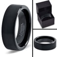 thumbnail image 4 of Charming Jewelers Tungsten Wedding Band Ring 4mm for Men Women Black Flat Cut Brushed Polished Size 12, 4 of 4