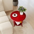 thumbnail image 6 of Roundhill Furniture Perth Round End Table with Shelf, Red, 6 of 7