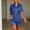 Blue, variant on WIZUTIZ Women's Fashion Solid Color Short Sleeve Shorts Home Wear Pajama Set Silky Satin Loungewear Soft Sleepwear Summer 2 Piece Lounge Set