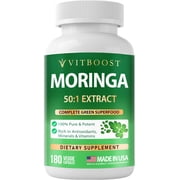 VITBOOST Moringa Oleifera 50:1 Extract Capsules 400mg - Moringa Capsules for Antioxidant Superfood, Energy & Immune Support - Non-GMO, Lab Tested, Made in USA - 180 Count | 3 Month Supply