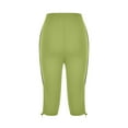 thumbnail image 4 of USNSM Summer Casual Capri Pants for Women Solid Color Slim Fit Drawstring Straight Pants Comfortable Hem Tie Capri Pants Green XL, 4 of 6