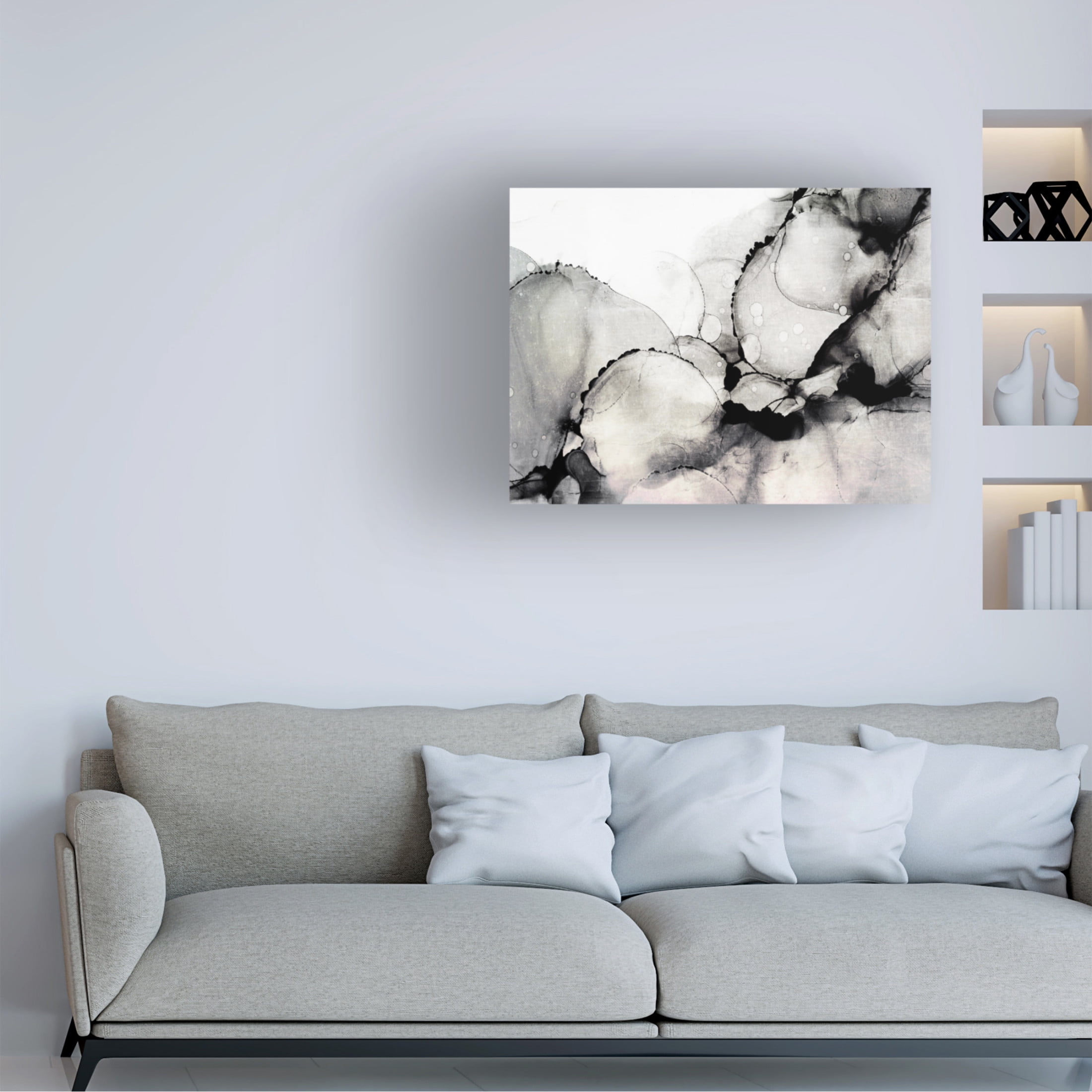 Canvas Wall Art - Tom Quartermaine 'Dark Moody Abstract Alcohol Ink' Wall Art for Living Room, Bedroom, or Office Décor by Trademark Fine Art - 19 x 14 Inches