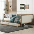 thumbnail image 2 of Euroco Upholstered Daybed with 2 Drawers, Full Size Nailhead Sofa Bed for Living Room, 2 of 8
