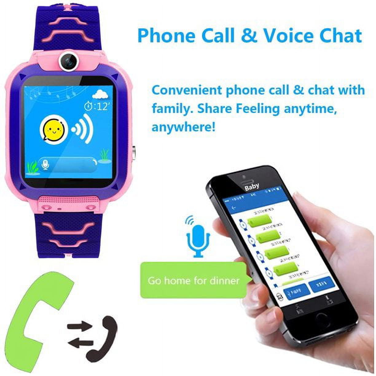 HLONK Kids Waterproof Smartwatches,AGPS Tracker SOS Call Voice Chatting Two Way Call Smart Watch Phone with Games Touch Screen for Children 3-12 Girls Boys Christmas Birthday Gift