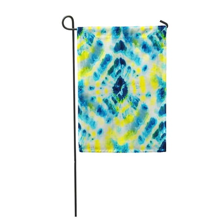 SIDONKU Tie Dye Pattern of Turquoise and Yellow Color on White Garden Flag Decorative Flag House Banner 12x18 inch