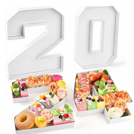 

Yanerim 1 Set 2024 Charcuterie Board Numbers Fillable Graduation Cardboard Decoration Fruit Candy Cupcake Food Snack Serving Tray Box High School College Party Supplies