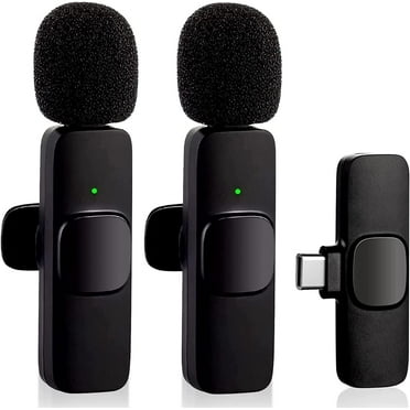 YUELLIUBI 2 Packs Wireless Lavalier Microphone for Type-C Phone, for USB-C Android Phone Video Recording, Interview, Vlog, Auto Sync and Noise Reduction