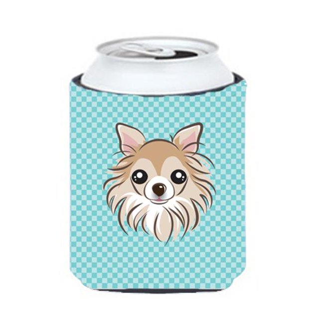 Checkerboard Blue Chihuahua Can Or Bottle Hugger, 12 Oz.