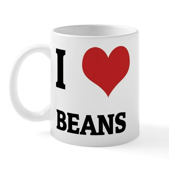 CafePress - I Love Beans Mug - 11 oz Ceramic Mug - Novelty Coffee Tea Cup