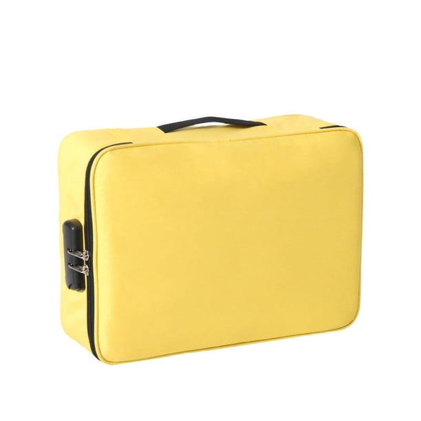 Bolsa de almacenamiento de certificados plegable de tela impermeable a prueba de humedad con cerradura para documentos de viaje, bolsa de múltiples capas de gran capacidad