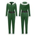 thumbnail image 3 of Aunavey Adult Christmas Onesie for Women Sherpa One-Piece Pajamas Santa Jumpsuit Fleece Hoodie Romper with Belt, 3 of 4