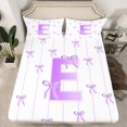 thumbnail image 2 of Castle Fairy Teens Boys Girls Bowknot Personalized Initial E 3Pcs Twin Sheet Sets,Purple Geometric Stripes Twin Fitted Sheet,Dreamy Princess Breathable Flat Sheet,Microfiber Bedroom Decor, 2 of 7