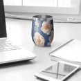 thumbnail image 3 of Floral 12oz Stainless Steel Insulated Wine Tumbler with Lid and Straw – Double Wall Vacuum Mug for Hot & Cold Drinks, 304 Steel Interior, Sweat-Free Design,Thanksgiving,Christmas, Spring,Flower, 3 of 5