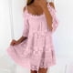 thumbnail image 2 of Vestido largo de encaje con hombros descubiertos para mujer: falda escalonada, mangas con volantes, elegante para bodas y fiestas, 2 of 6