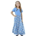thumbnail image 6 of Gamivast Casual Maxi Skirts for Girls 2025 High Waist Boho Skirts Floral Printed Long Flowy Skirt with Pockets Holiday A Line Skirt Blue 4T Vestidos De Verano Para Niña, 6 of 8