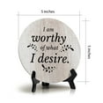 thumbnail image 4 of I Am Worthy Of What I Desire Wood Color Circle Table Sign (5" X 5"), 4 of 4