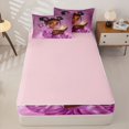 thumbnail image 4 of Castle Fairy Cute Black Girl Zipper Full Size Comforter Sets with Fitted Sheet and 2 Pillowcases,Cartoon Bow Butterfly Zipper Bedding Set,Purple,Pink Reversible,4pcs, 4 of 6