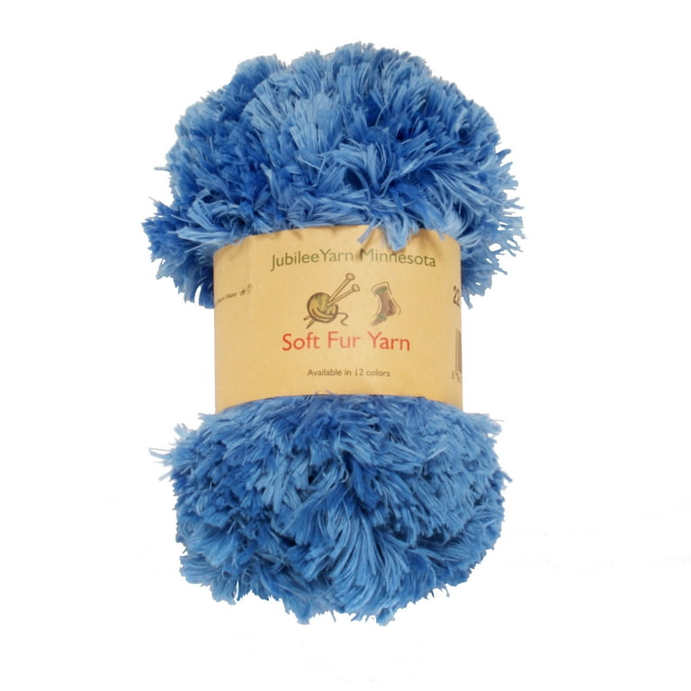 JubileeYarn Chunky Fluffy Soft Fur Eyelash Yarn - 100% Polyester - Sapphire  - 2 Skeins