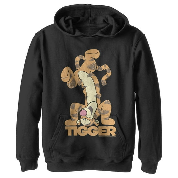 Boy's Winnie the Pooh Handstand Tigger  Pull Over Hoodie Black Medium