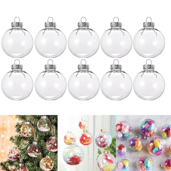 Shatterproof Clear Plastic Ball Ornaments,12pcs Christmas Ornaments,DIY Hanging Ball Set for Christmas,Holiday,Indoor,Outdoor,2.4in