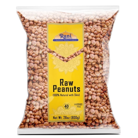 Rani Peanuts, Raw Whole With Skin (uncooked, unsalted) 28oz (800g) ~ All Natural | Vegan | Gluten Friendly | Kosher | Fresh Product of USA ~ Spanish Grade Groundnut / Red-skin