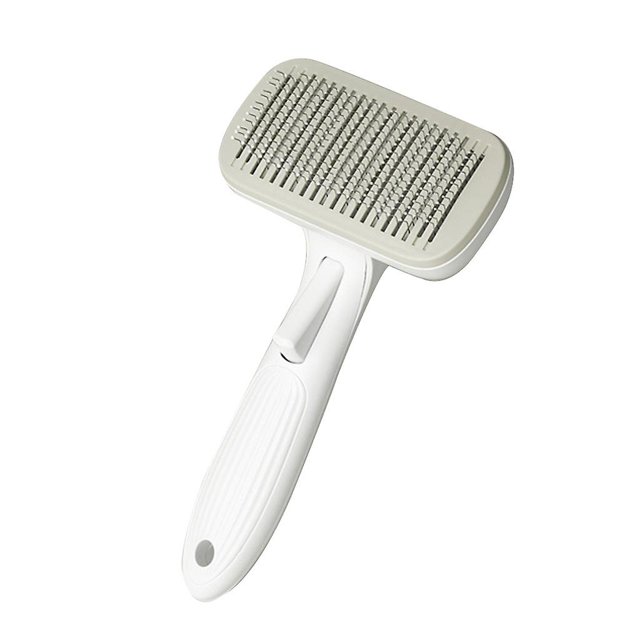 Cepillo de pelo para mascotas, peine de masaje para gatos y perros para quitar el pelo suelto/nudos, gris Feliz Sencillez