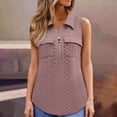 thumbnail image 5 of Pxxlle Eyelet Tops for Women Summer Casual Quarter Zip Tank Top with Pocket Loose Fit Sleeveless Beach Vacation Shirts Pink S, 5 of 10