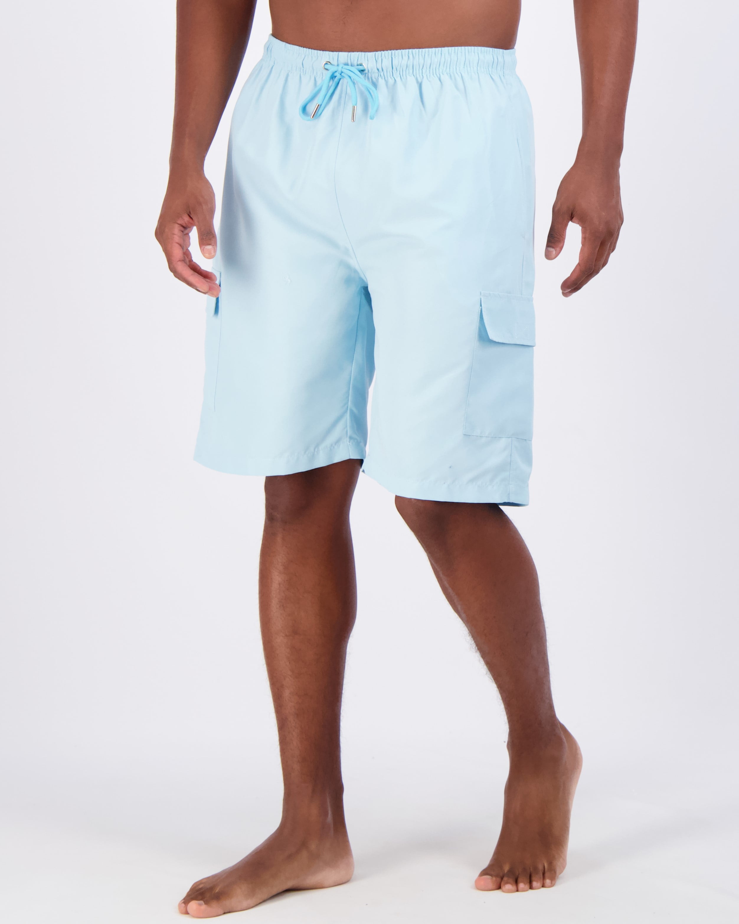 Real Essentials 3 Pack: Men's Swim Trunks with Cargo Pockets & Mesh Lining (Available in Big & Tall)