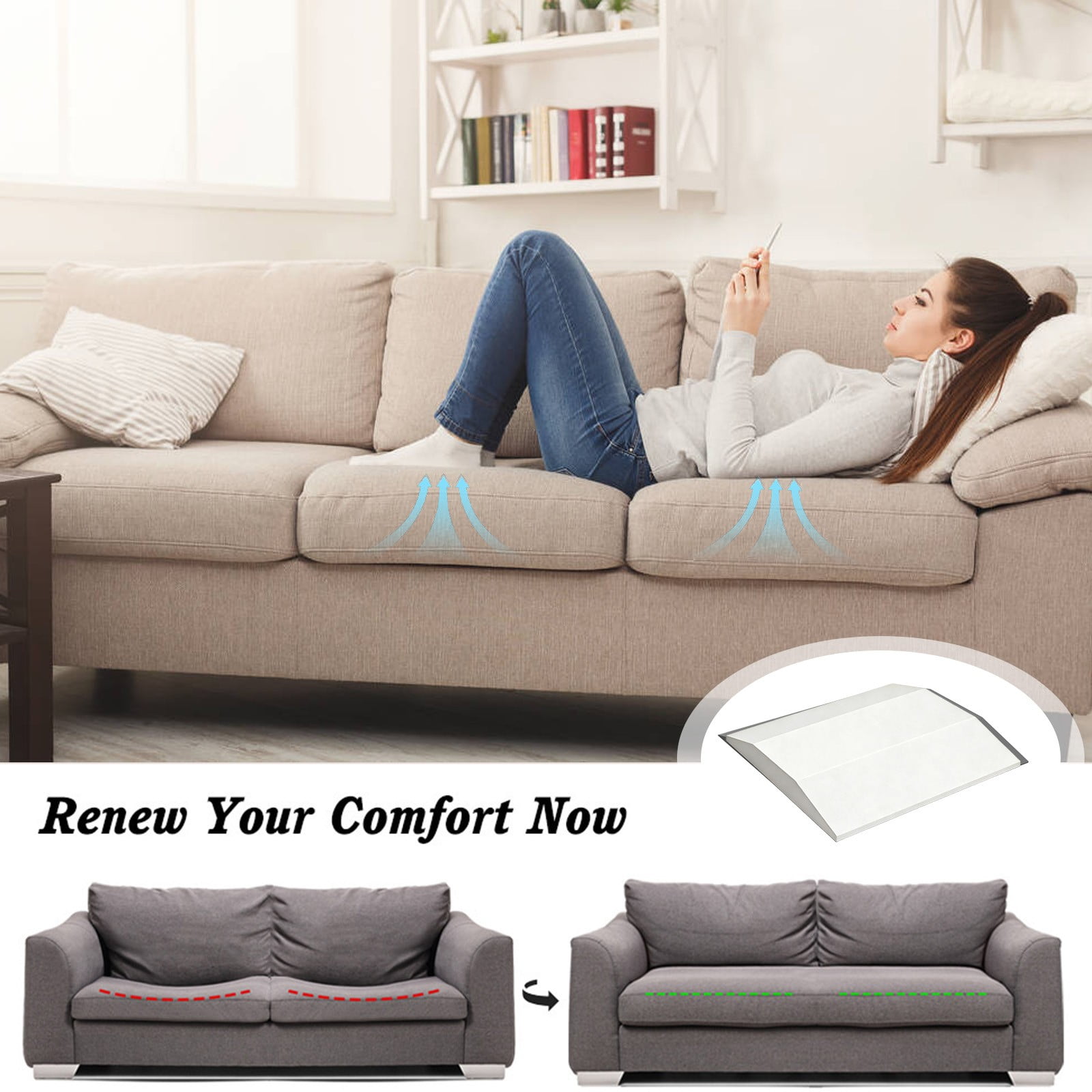 Dxssxc High Density Trapezium Foam Cushion Support Insert, Sofa & Chair Seat Pad Upgrade For Sagging Cushions, Home Furniture Comfort Repair For Couches, Recliners & Lounges