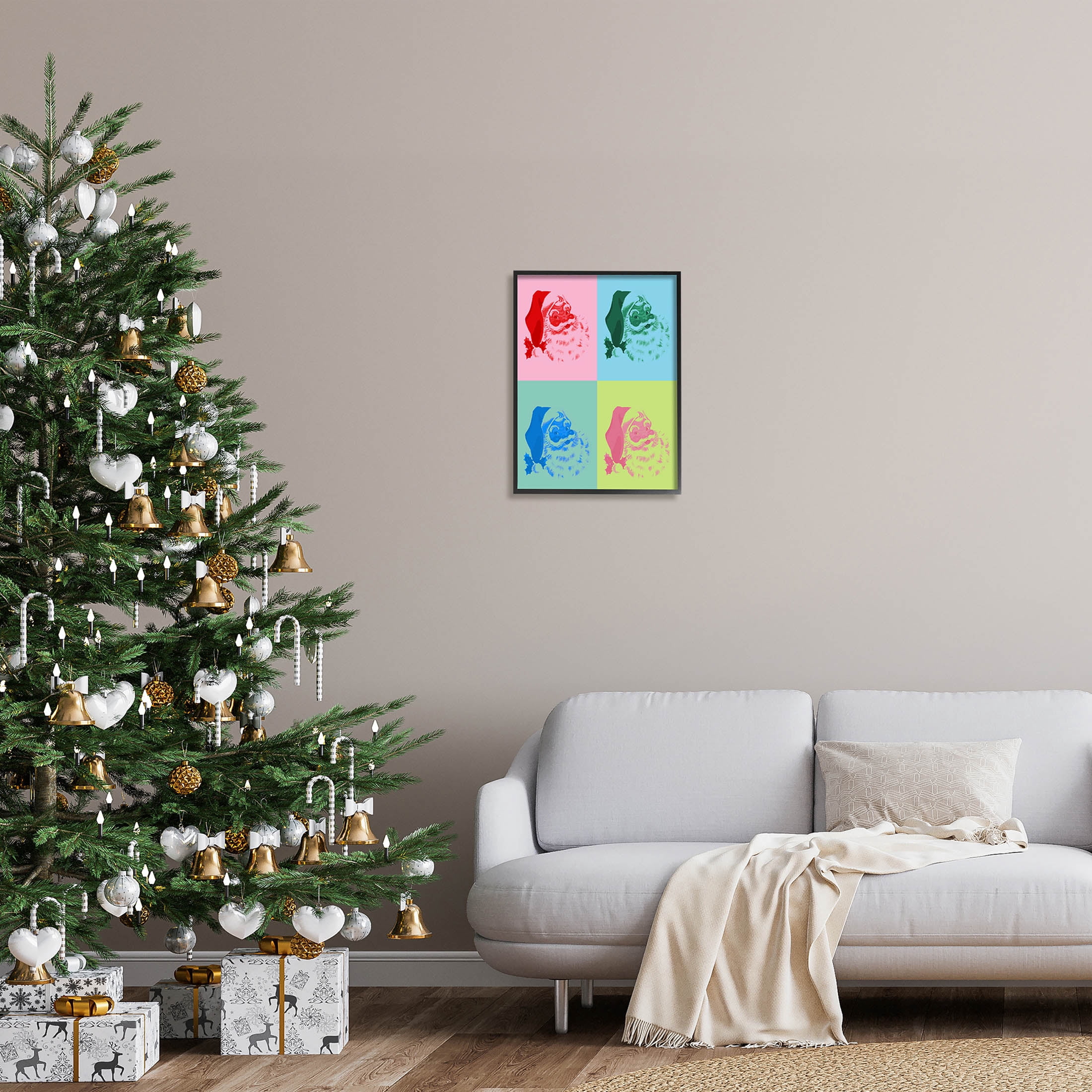 Pop Style Christmas Santa Holiday Graphic Art Black Framed Art Print Wall Art