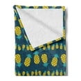 thumbnail image 2 of Hipster Soft Flannel Fleece Throw Blanket, Tropical Pineapples Illustration in Geometric Exotic Flat Style Art, Cozy Plush for Indoor and Outdoor Use, 60" x 80", Yellow and Petrol Blue, by Ambesonne, 2 of 5