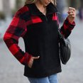 thumbnail image 6 of Plush Sweatshirts for Women Sherpa Plaid Print Pullover Casual Lapel Zip Up Sweatshirts Stylish Loose Fit Pullover on Womens Sweatshirt, 6 of 9