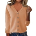 thumbnail image 2 of Cardigan Sweaters for Women Long Sleeve Open Front Button Down Outwear Casual Knit Comfy Soft Lightweight Cardigans Camel 2XL, 2 of 5