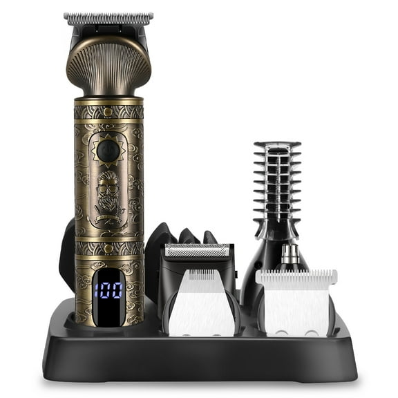 HATTEKER 7-in-1 Beard Trimmer & Hair Clipper Kit for Men, Zero-Gapped T-Blade Shaver, Nose & Body Trimmer, Cordless, Grooming Kit