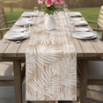 thumbnail image 4 of Light Brown Coastal Palm Leaves Cotton Linen Rectangle Table Runners 13"x90", Summer Botanical Tropical Coffee Table Runner Dresser Scarves Luxury Table Runners for Wedding Party Banquet Dinner Decor, 4 of 8