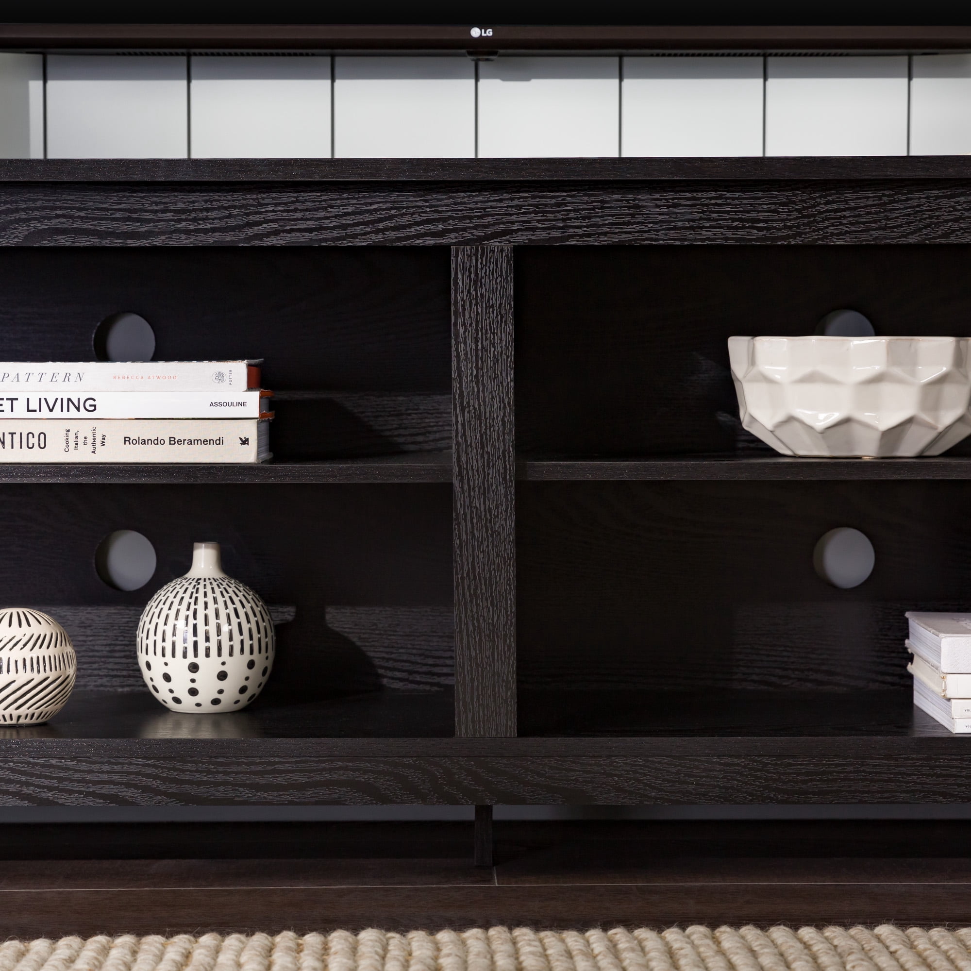 Walker Edison Open Storage TV Stand for TVs up to 65", Black