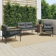 thumbnail image 1 of vidaXL 3 Piece Balcony Furniture Set with Cushions Black Steel, 1 of 5