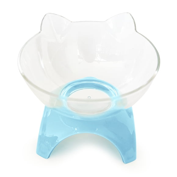 Comedero Elevado Kitten Transparente Para Gato Azul