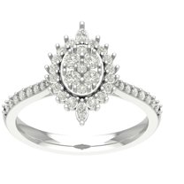 Araiya Sterling Silver Round and Marquise Diamond Halo Pear Shape Ring (5/8 cttw, I-J Color, I2-I3 Clarity), Size 7.5