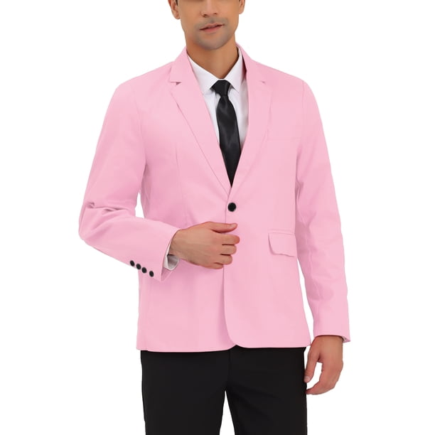 CHAQUETA DE TRAJE CHIC PARA HOMBRE INSPIRE Con Solapa Notch, Manga Larga, Abertura Trasera, Blazer de Un Botón 38 Rosa Claro