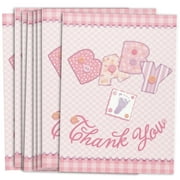Pink Stitching Baby Shower Thank You Notes, 8ct
