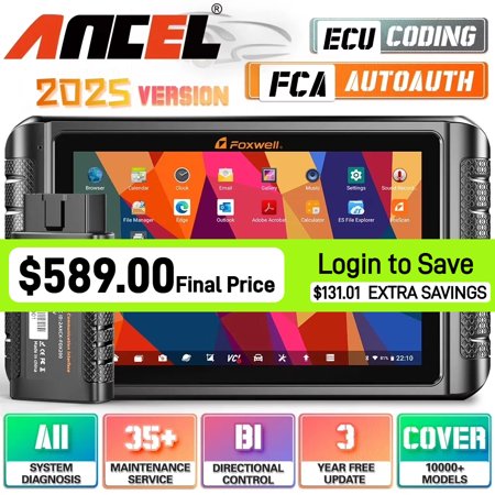 Foxwell NT1009 Advanced Wireless Automotive Bi-Directional Diagnostic Scan Tool OBD2 Scanner Full System ECU Reset Active Test Car Scanner 35+ Maintenance Services Automotive Code Reader for All Cars