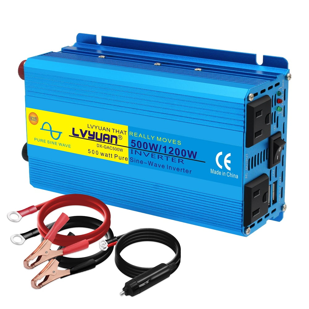 Yinleader Pure Sine Wave Inverter 500 Watts Inverter 12V to 110V DC to