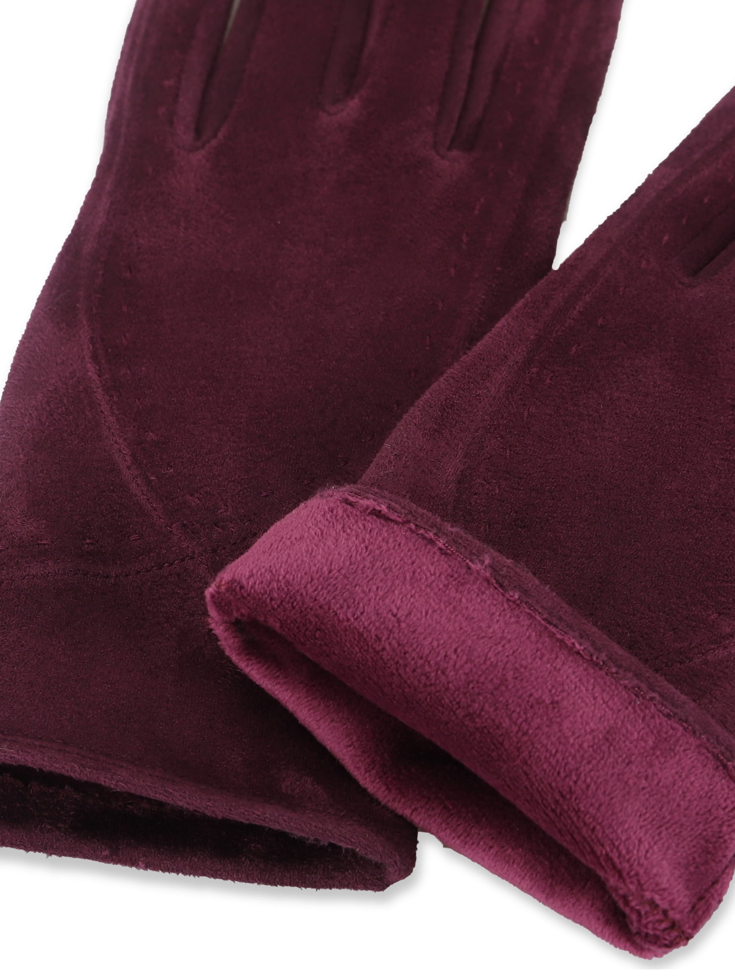 Isotoner Women's Microsuede Stretch Gloves, Wine, S/M