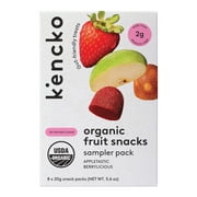 Kencko Organic Fruit Snacks Variety Pack, Berrylicious and Appletastic, 5.6oz, 8 Pack