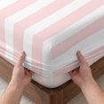 thumbnail image 3 of Twin XL Size Fitted Sheet Set - Pink Striped 2 Piece Bedding Sets 16" Deep Pocket Fitted Sheet with 1 Pillowcases, Modern Farmhouse Pink White Stripes Brushed Microfiber Hotel Luxury Bed Sheets, 3 of 9